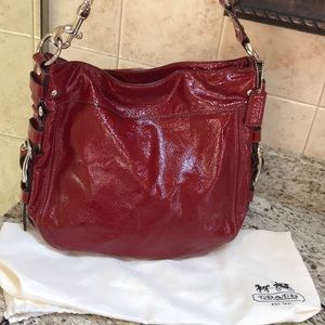 Authentic coach leather red bag gently used